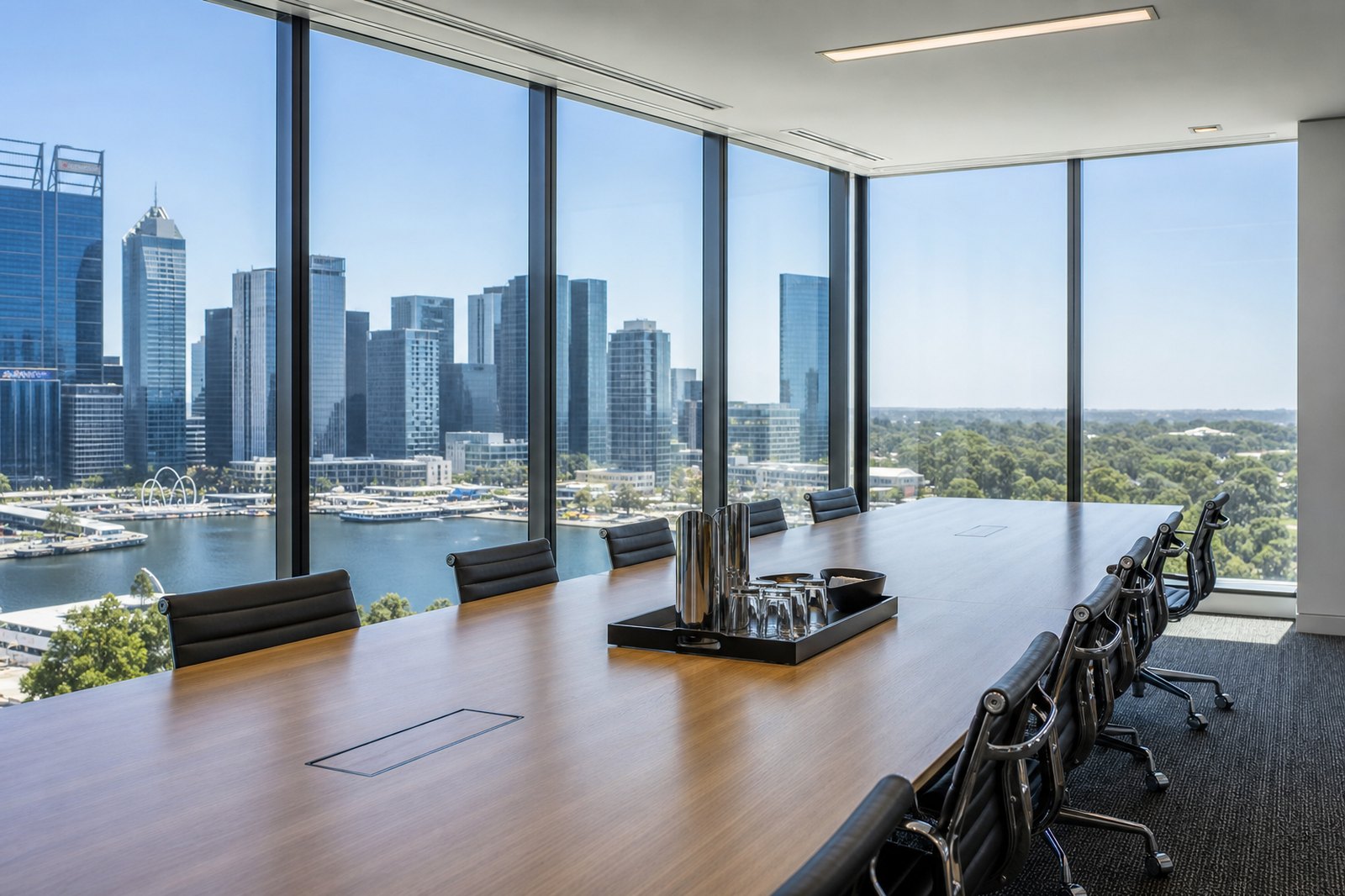 Perth boardroom overlooking the Swan River and Elizabeth Quay